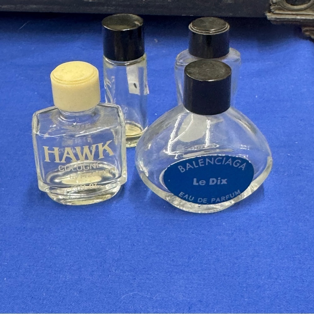 Vintage Set of 4 Empty Mini Perfume Bottles Balenciaga Le Dix Eau de Parfum